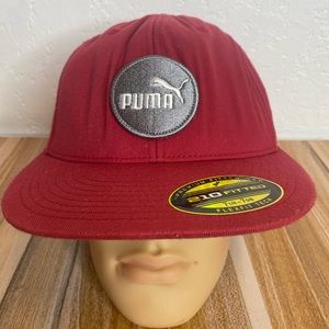 Puma Premium Fitted Cap Hat Flexfit Tech In Red Mens Size L/XL (7 1/4-7 5/8) EUC